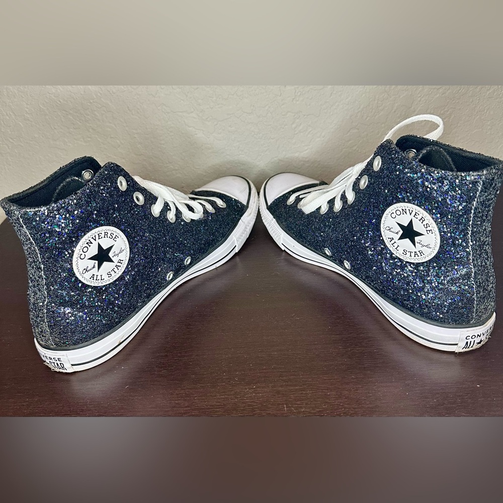 Converse Women’s Sparkly High-Top Sneakers - Black - Picture 5 of 6